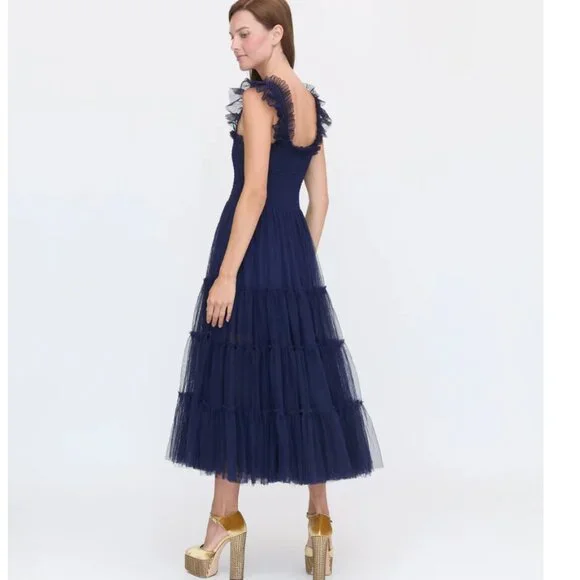 Hill House Home Collection "Ellie" Tulle Nap Dress Navy XS - Picture 2 of 6